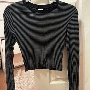 Aritzia Tna Striped Longsleeve Crop Top